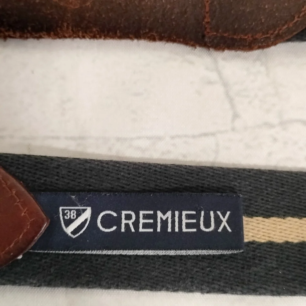 Daniel Cremieux Men's Striped Dress Belt Size 38 N Black Khaki Striped Work
